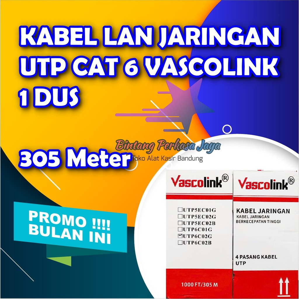 Vascolink UTP Cat 6 Kabel Data / Kabel Lan / Jaringan 305Meter per dus