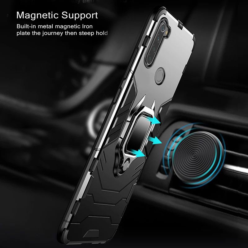 Hardcase Armor Xiaomi Redmi Note 8 / Hard Case Ring Redmi Note 8 Holder Stand Transpomer Original