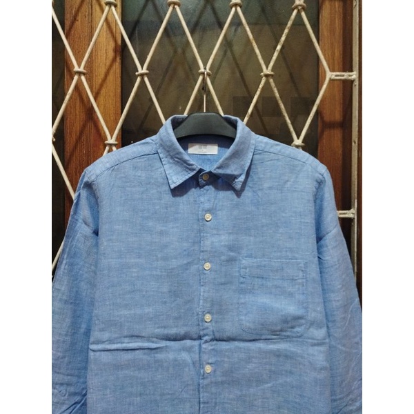 kemeja linen uniqlo second original M kemeja polos kasual pria murah terlaris