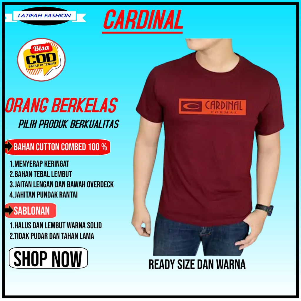 Pakaian Baju Kaos T Shirt Super Premium Lengan Pendek CARDINAL Merah Pria Laki-Laki / Wanita Cowo Kl