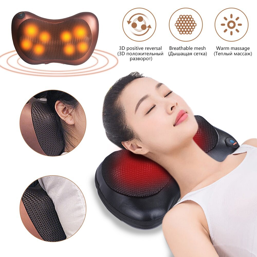 PROMO Bantal Pijat Rumah Dan Mobil / BANTAL MASSAGE ELEKTRIK Portable  Bantal Pijat 8 Bola Massage Pillow Mobil dan Rumah Car Home