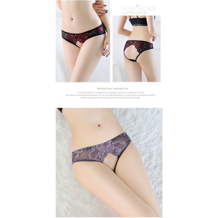 Celana Dalam Brief Wanita Thongs Sexy Low Waist berongga Cd Bunga Lace Lingerie Modis G Sting 3C219