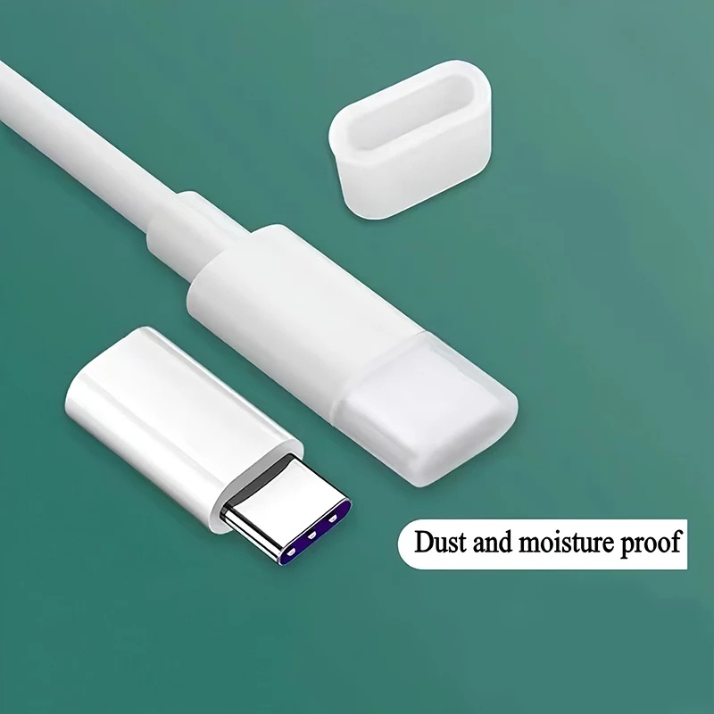 1pc Plug Pelindung Kabel Data / Charger USB Tipe C &amp; Micro USB Bahan Silikon Lembut Anti Debu Untuk iPhone