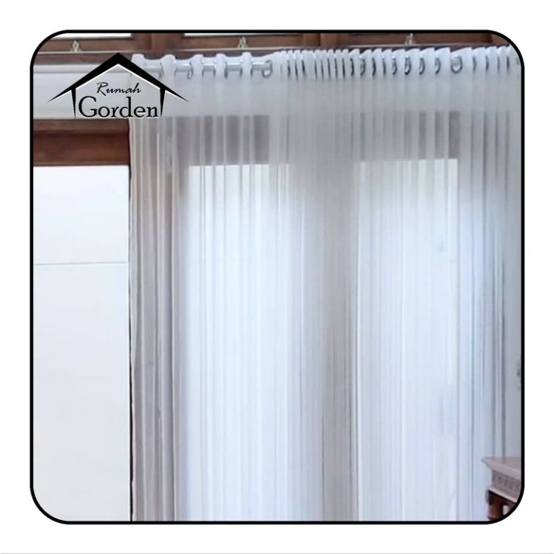 Gorden Vitrase Smokring, Vitrase Putih (Premium Sable) Import Ukuran 100x300cm