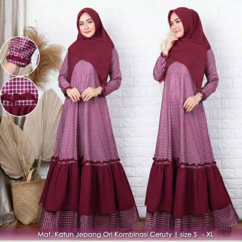 gamis dewasa katun jepang kombinasi ceruty original gamis indah collection