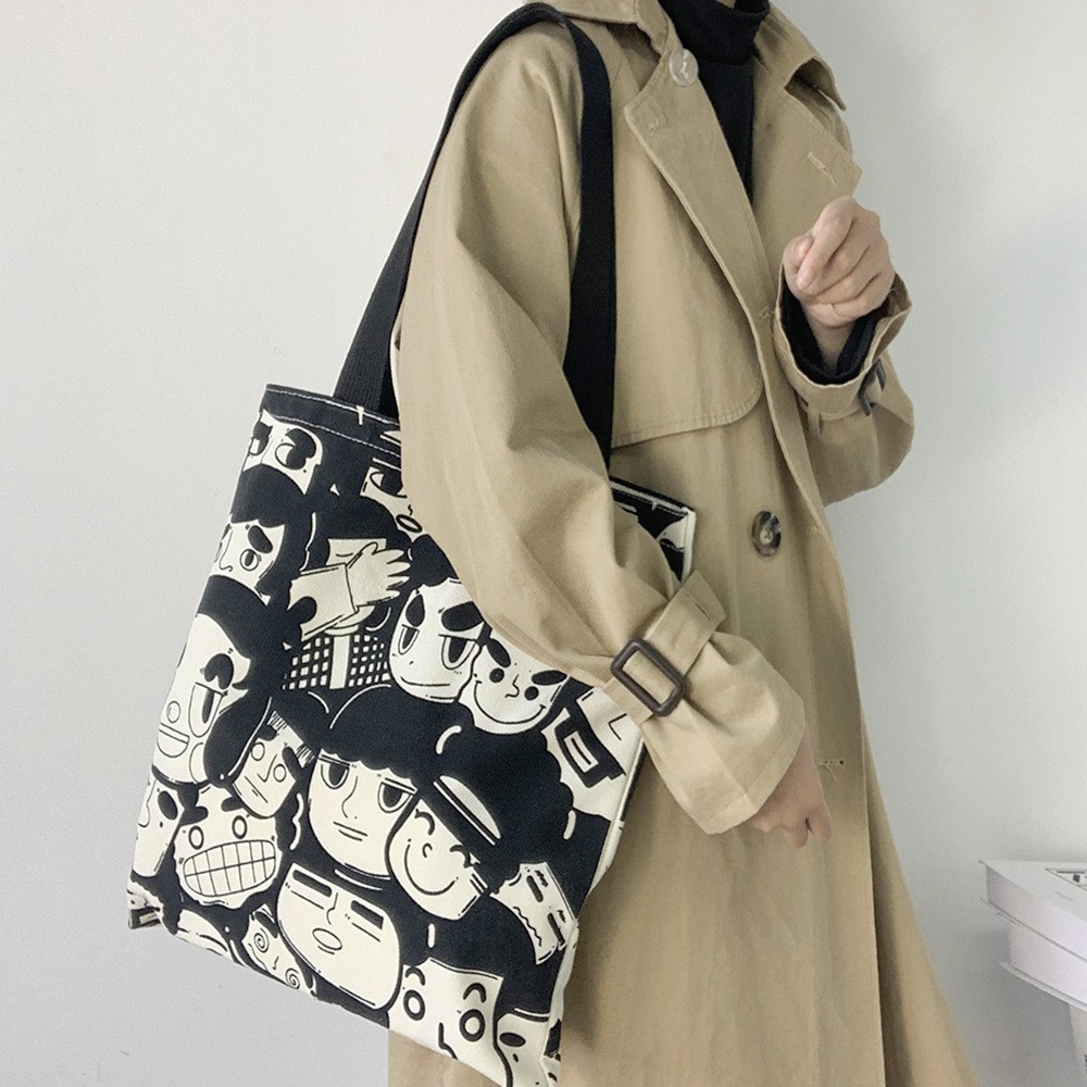 TC-87 tas kanvas canvas wanita import shoulder bag bahu korea jepang full face