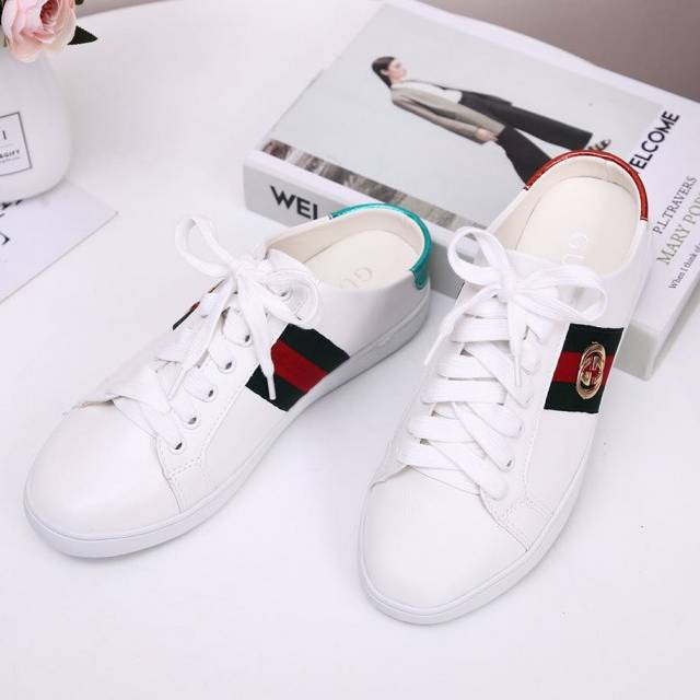 Sepatu Gucci Ace Logo Leather  Y2041