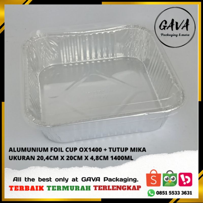 Alumunium Foil Cup Tray Ox1400 Ukuran 1400 Ml Dengan Tutup