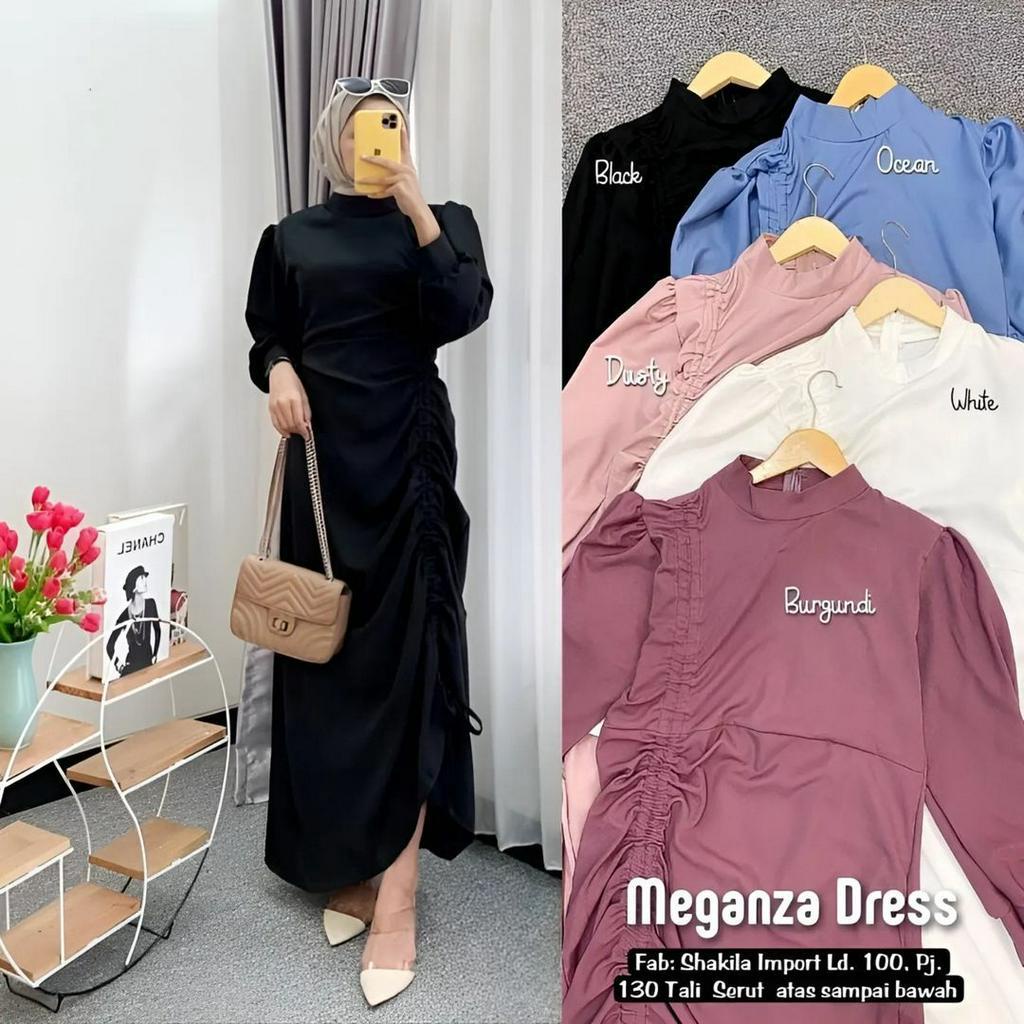 GAMIS SERUT MEGANZA DRESS BAHAN SHAKILA MOTIF POLOS UKURAN M L XL XXL LD 100 - 120 CM PJ 130 CM WARNA HITAM , PUTIH , BURGUNDY , DUSTY , OCEAN DRESS PESTA SERUT SAMPING BAJU KONDAGAN BRIEDESMAID WANITA KEKINIAN FASHION MUSLIM TEBRARU DRESS SERUT REMAJA