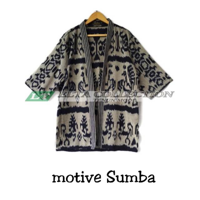 Ootd outer kimono kardigan tenun etnik motif sumba unisex cowok dan cewek