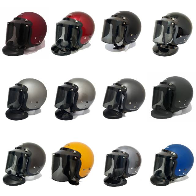 Helm Cargloss Retro Flat Visor Smok