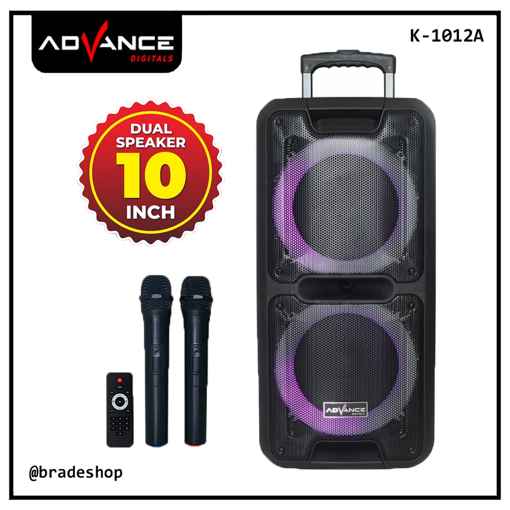 Jual Speaker Bluetooth Advance K1012A Dual 10 Inch + 2 Pc Microphone
