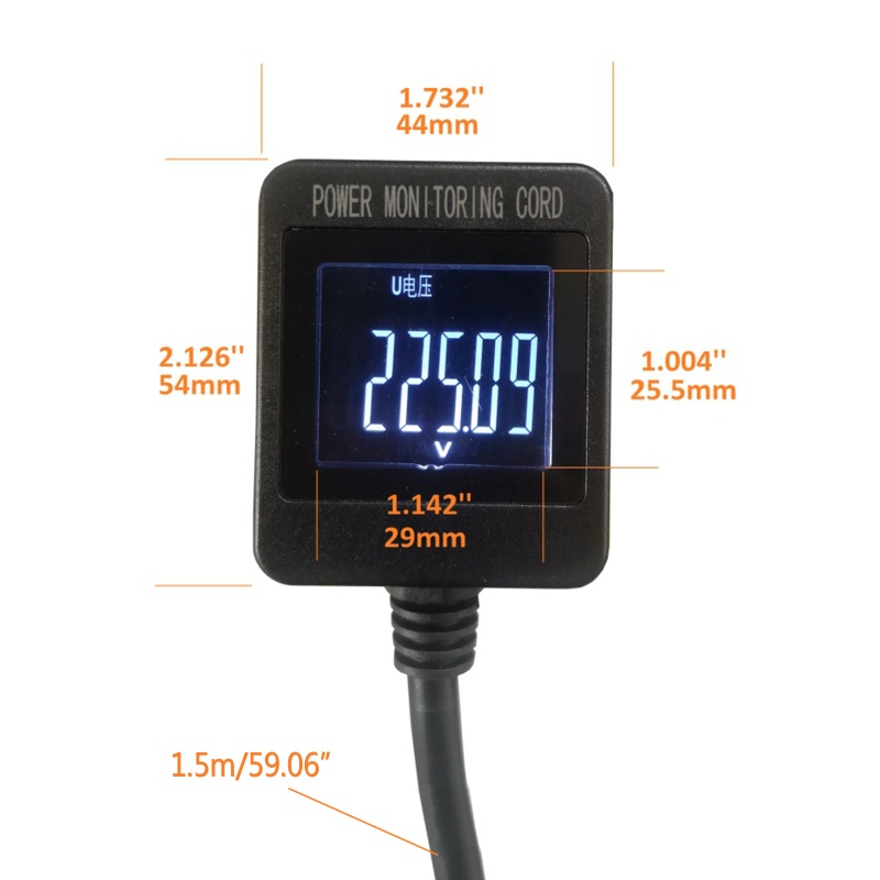 Btsg Kabel Monitoring Power Plug Digital Untuk Smart Socket Tester Detektor Daya Arus Tegangan US Versi 3Pin Data Dete