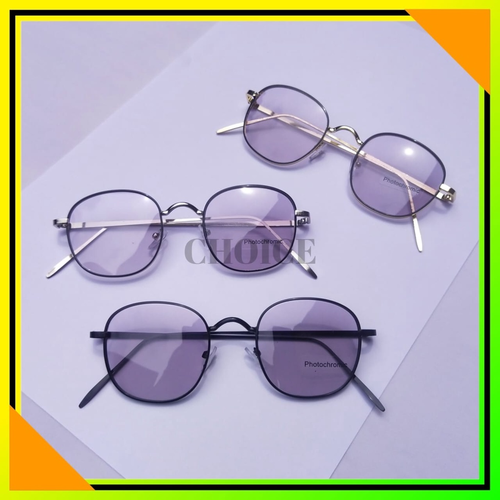 Kacamata Photocromic Berubah Warna Model Bulat 2 In 1 Photochromic Pria Dan Wanita