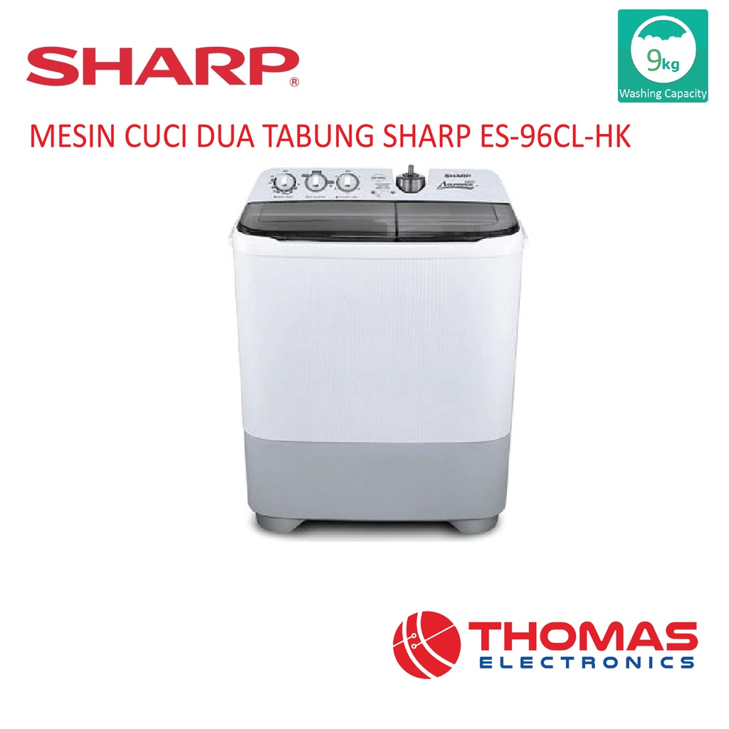 Mesin Cuci 2 Tabung Twin Tub Sharp 9 Kg ES 96CL 96 CL HK Garansi Resmi