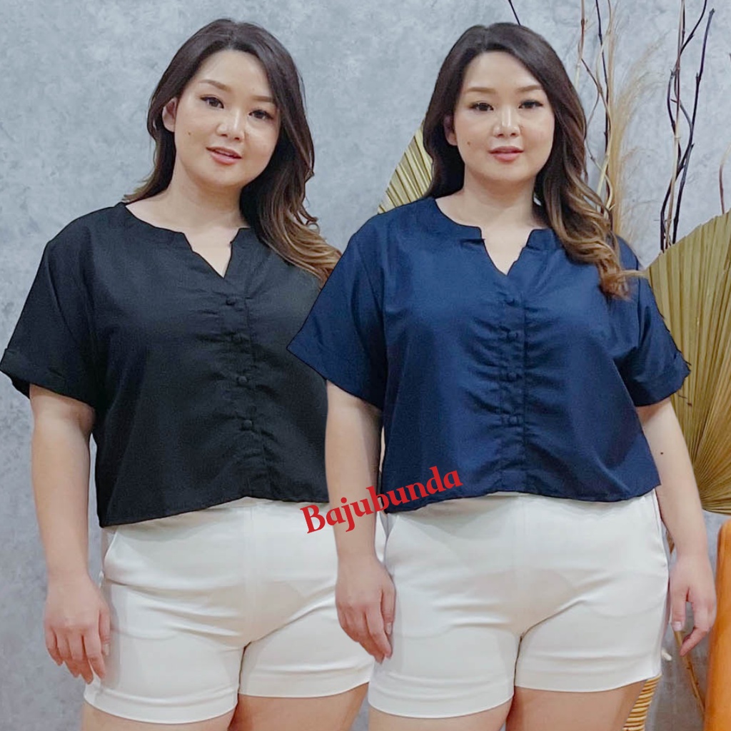 LD 120 Kemeja Oversize Wanita Blouse Jumbo Atasan Big Size VIA