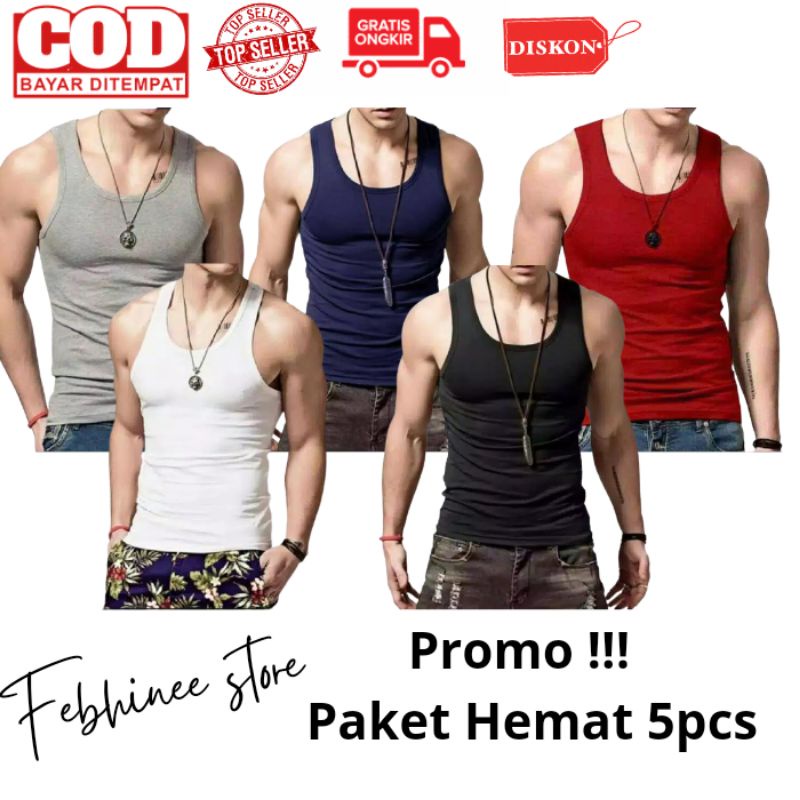[PAKET HEMAT 5PCS] Singlet pria singlet pria kaos singlet pria singlet gym pria singlet polos pria