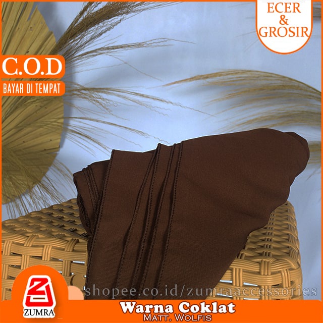 Pashmina Wolfis Super Jumbo 200 x 100 cm Pasmina Woolpeach Syari Premium Ala Malay Exclusive-Coklat