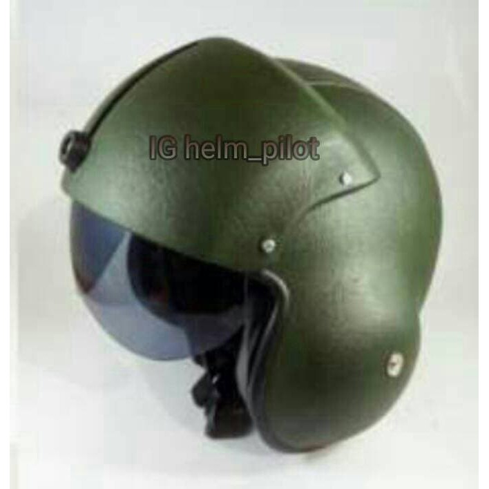 Helm Pilot Army Hijau Kulit Oscar