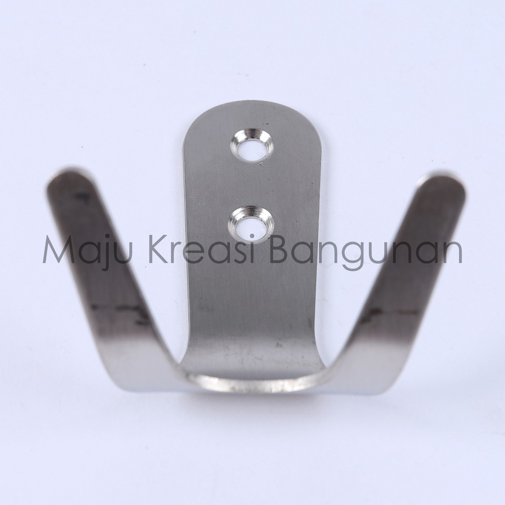 Gantungan Baju Hanger 2 Kait Soligen Stainless Kapstok Dinding Tembok Cantolan