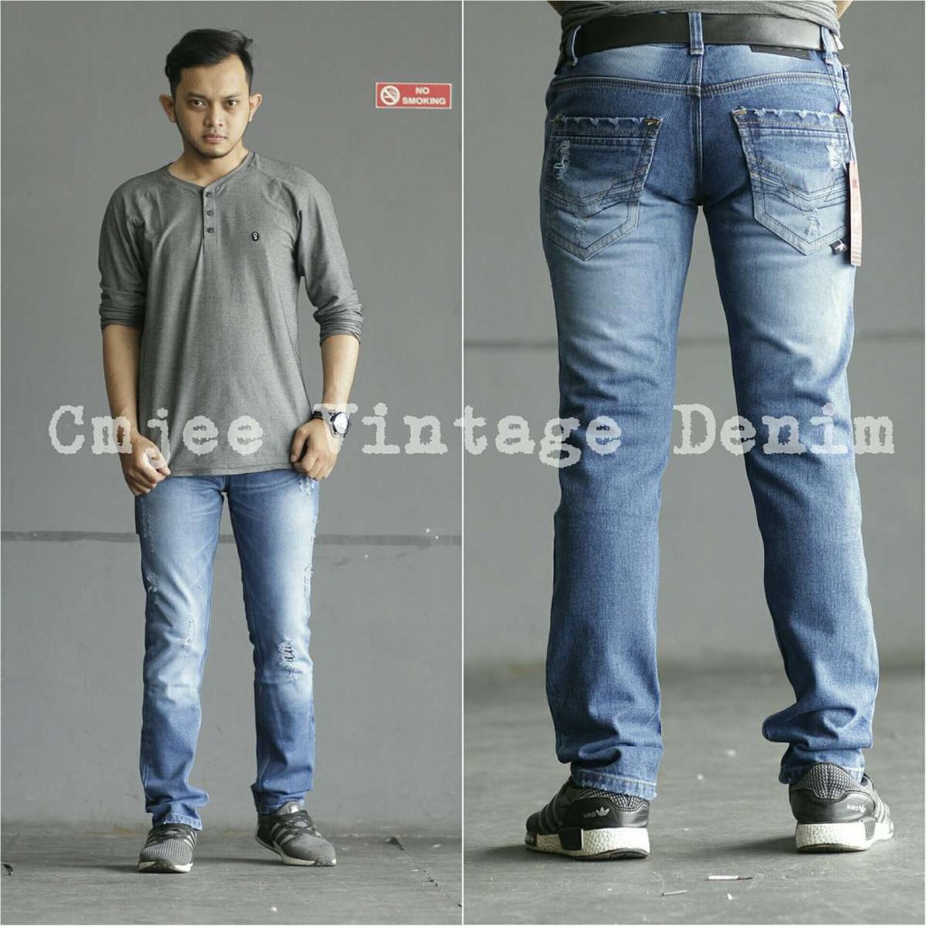 BOYAN CELANA PANJANG JEANS DENIM SOBEK PRIA BIOWASH