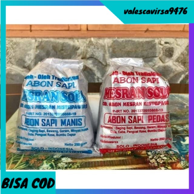 

⭐BISA COD⭐ Abon Sapi Mesran Solo Manis / Pedas 250g - Pedas