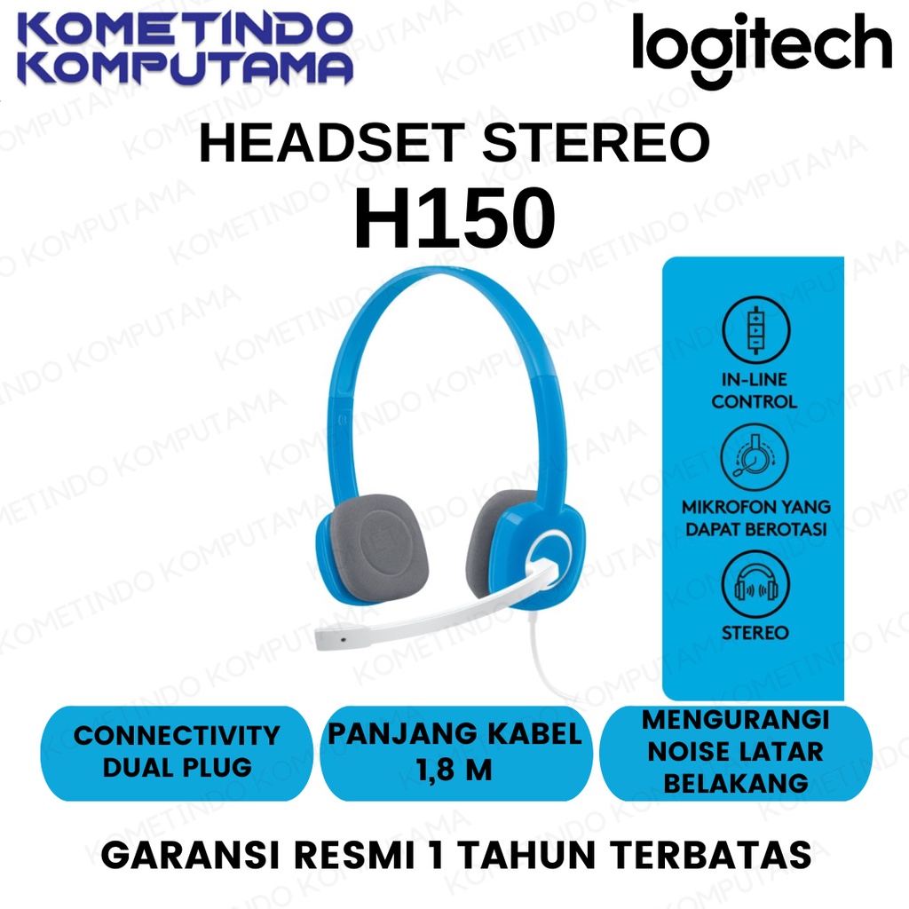 Blue Headset Logitech H150 Stereo Dual Plug, Blue - Garansi Resmi ORIGINAL 100%