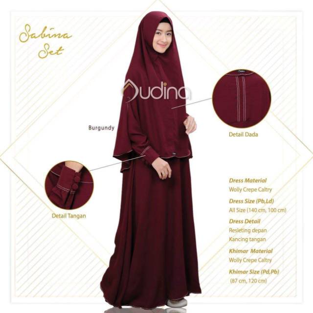 SABINA SET Gamis Set Khimar Syar'i Wollycrepe Caltry  BY AUDINA