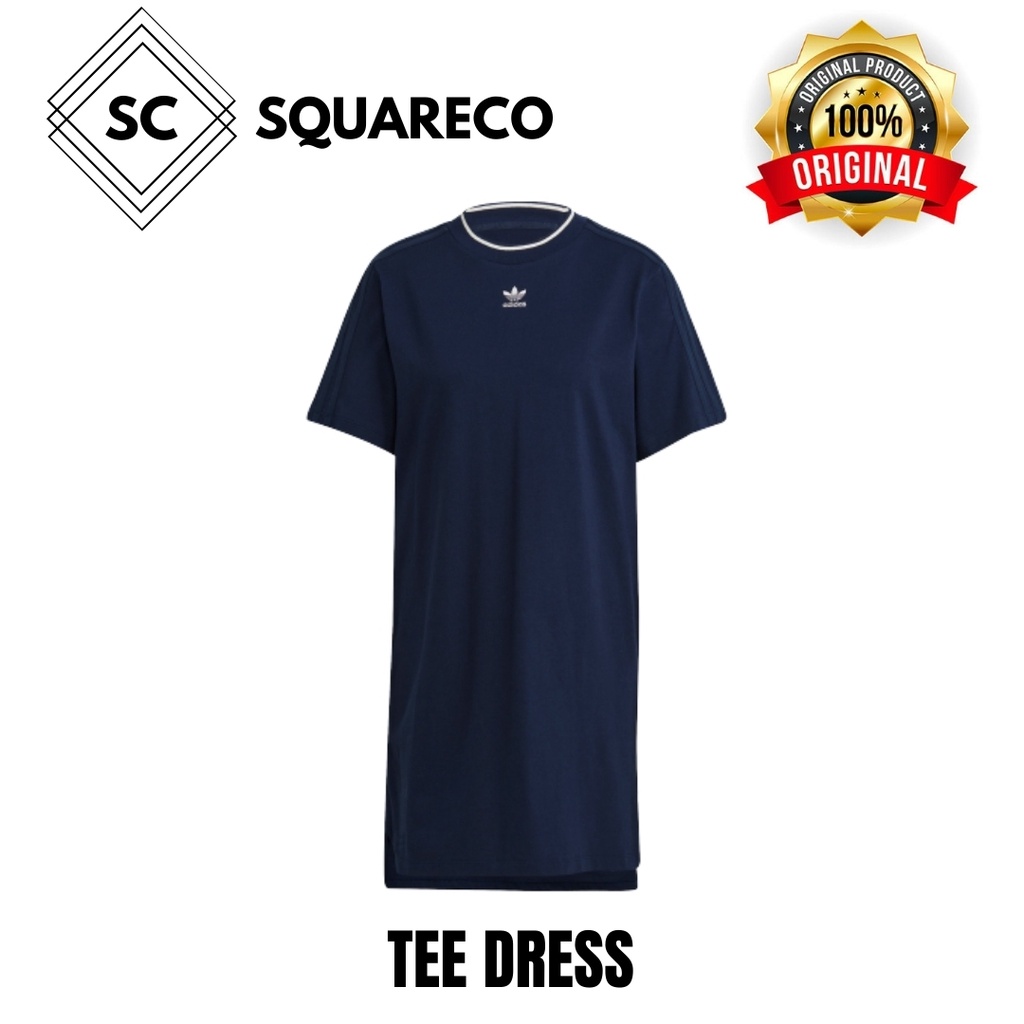 BAJU MIDI TEE DRESS WANITA ADIDAS ORIGINAL WOMEN BIRU ORI H56460