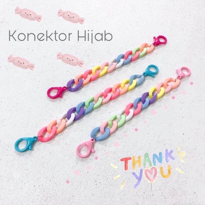 Kalung Tali Masker Konektor Hijab Rantai korea / strap mask PERMEN KRISTAL earloop headloop