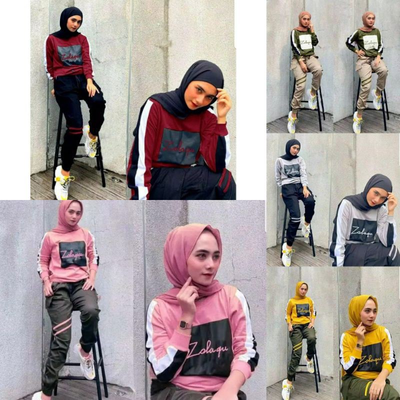 Giska zolaqu premium/setelan baju dan celana/setelan fashion/setelan olahraga/setelan senam