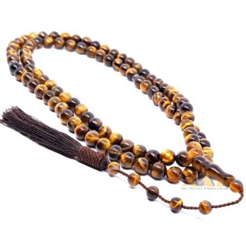 Tasbih 99 Butir / Tasbih Batu Tiger Eye Natural Stone / Tasbih Batu Bidur Sepah / Tasbih Batu Akik