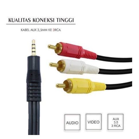 Kabel Jack Audio 3.5mm To 3 Rca / Kabel Audio Video AV Jack 3.5 mm To 3rca