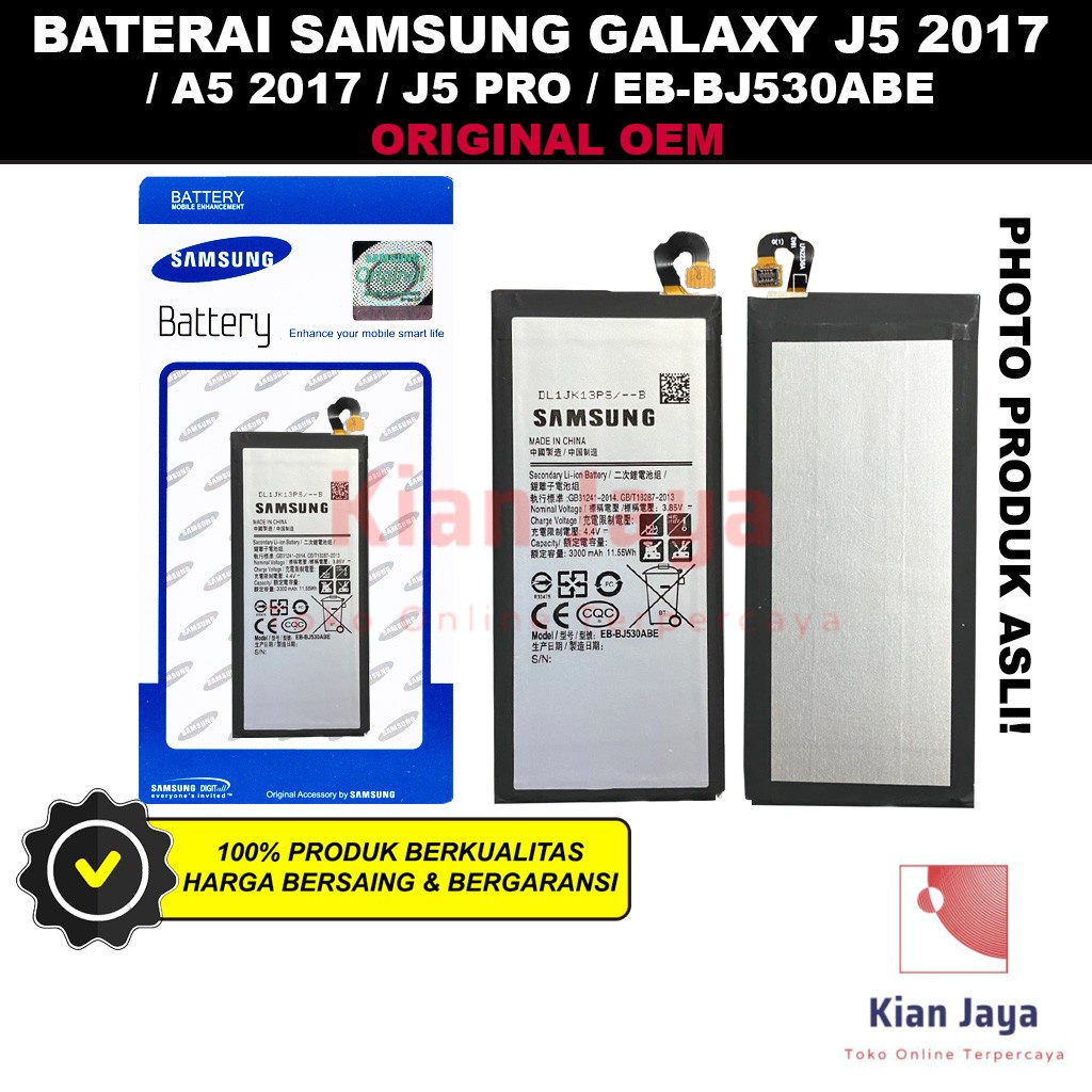 Baterai Samsung J5 Pro A5 2017 J530F Original OEM Batre Batrai Battery Hp EB-BJ530ABE Ori