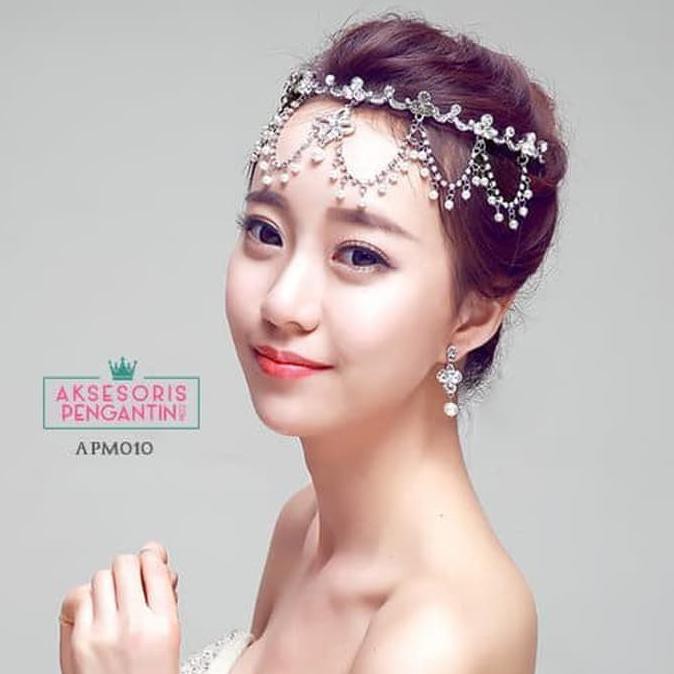Original Aksesoris Tiara Wedding Modern L Headpiece Sanggul Pesta Wanita-Apm010