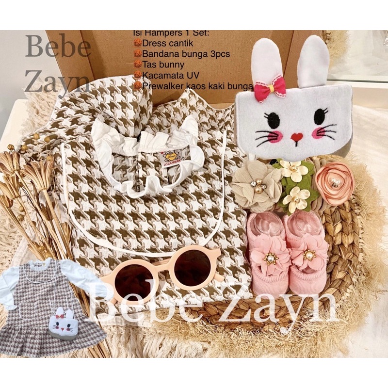 {BEBE ZAYN} Hampers baby/ hampers bayi/ baby gift/ kado bayi/ baby newborn/ Baby Girl/ Flowery Dress Set-Royale Rabbit Vanila