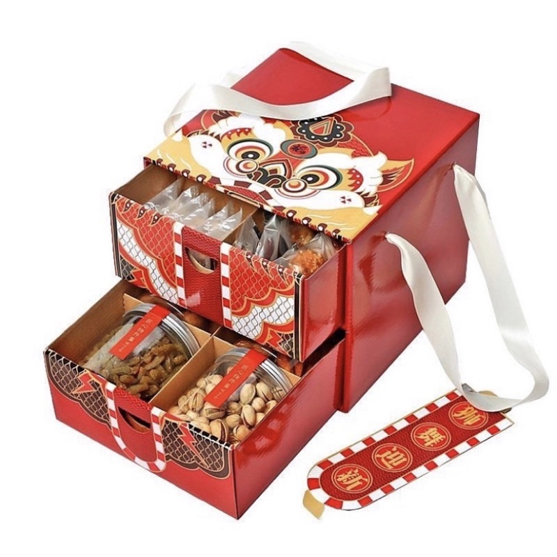 

( A0002 ) hampers box imlek CNY tempat taruh snacks imlek / CNY Double decker hampers box/ kotak / packaging