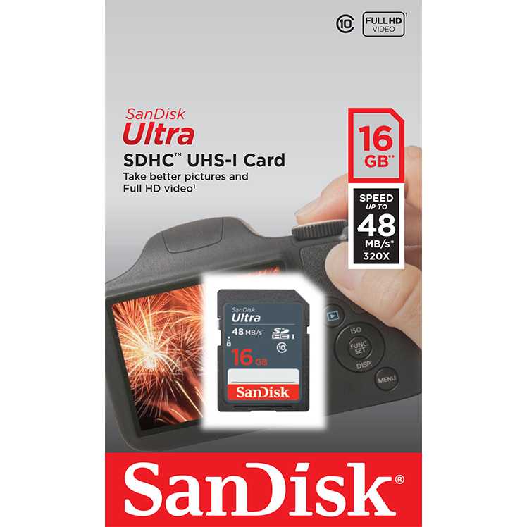 SanDisk Ultra SDHC/XC Card UHS-I Class 10 (48MB/s) - SDSDUNB