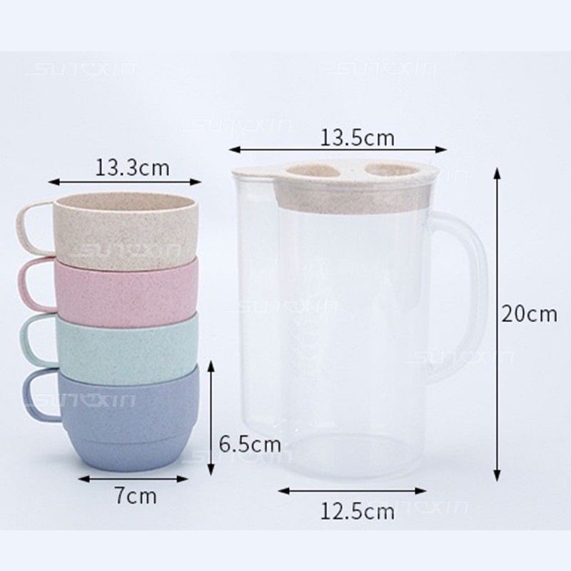 TEKO GELAS SET 5 IN 1 /TRAVEL CUP/WATER MUG / CANGKIR AIR WARNA WARNI - MARKASSHOP