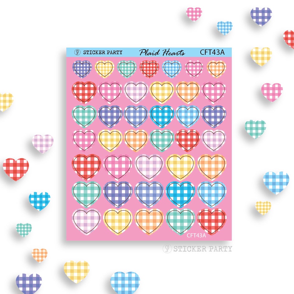 

[Sticker Party] Stiker Hati Kotak Kotak Plaid Warna Pelangi Kiss Cut Rainbow Deco Polaroid DIY CFT43