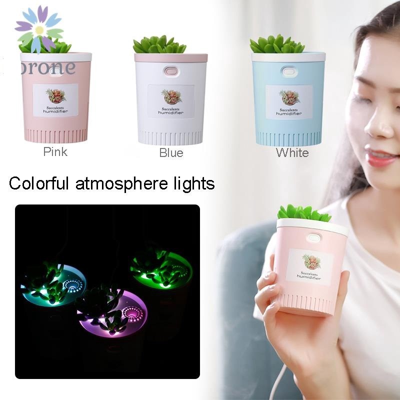 Humidifier Aromaterapi Succulents Creative Difusser 7 Color Lamp 350ml