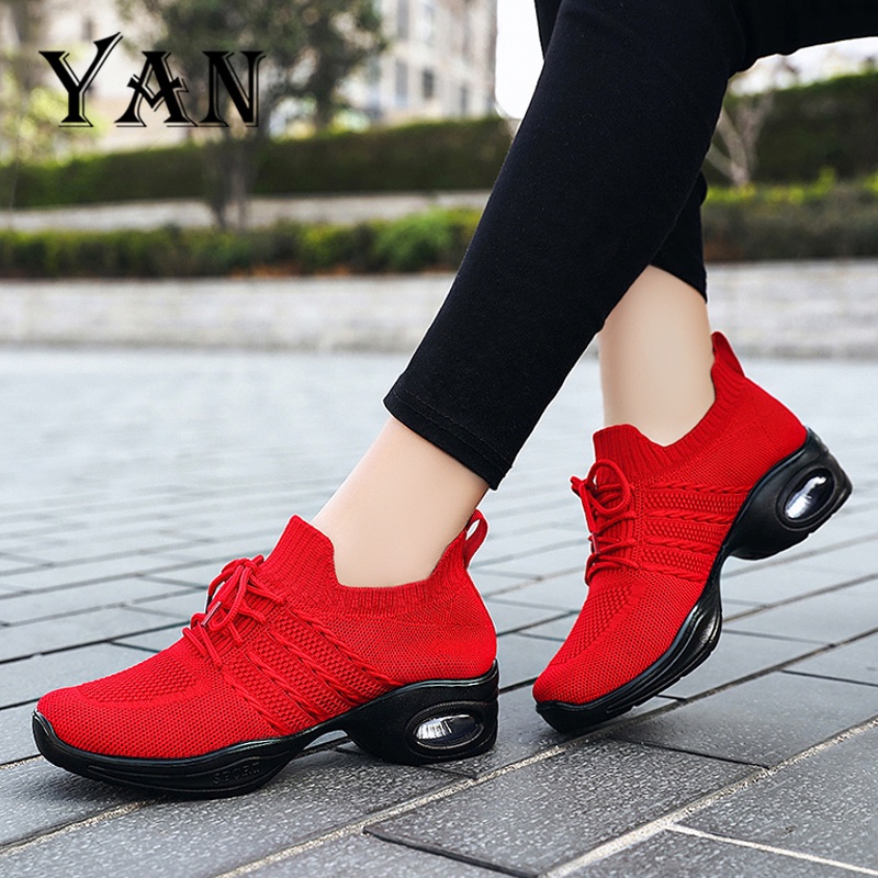 YAN Sepatu Dance Wanita Sepatu Olahraga Wanita Untuk Yoga Breathable Anti Selip