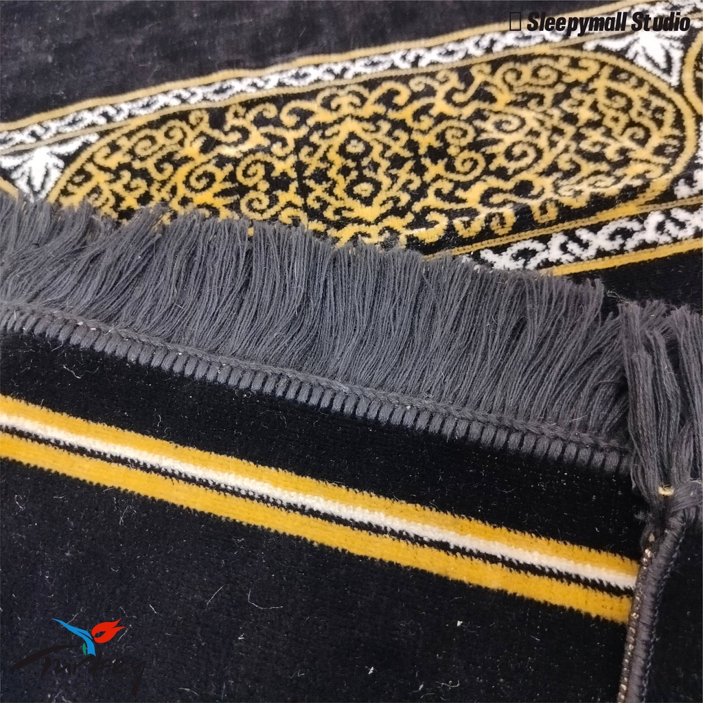 Sajadah hitam turki VELTEKSA kualitas premium ukuran 55x110cm