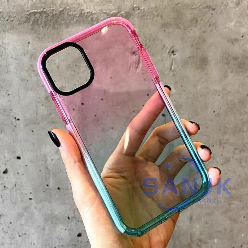 case iPhone 13 Pro Max  transparent gradient color 11 Pro Max 13 12 Pro Max mobile phone case xsmas anti-drop silicone soft cover 7 8 plus X XR XS MAX 12mini macarons iPhone case