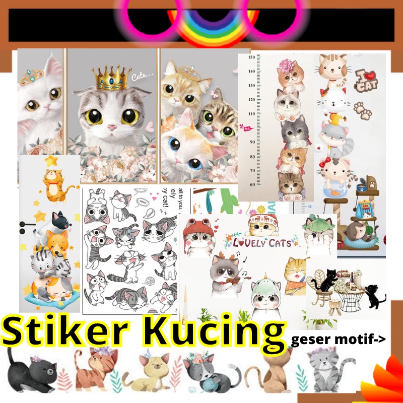 WALL SETIKER STIKER WALLSTICKER CAT KUCING STICKER TEMBOK DINDING KACA KERAMIK KRAMIK KUCING WALLSTI