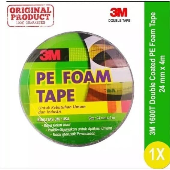 Double Tape Busa 3M Pe Foam Tape 24 mm x 4M Solasi Selotip Serbaguna Original