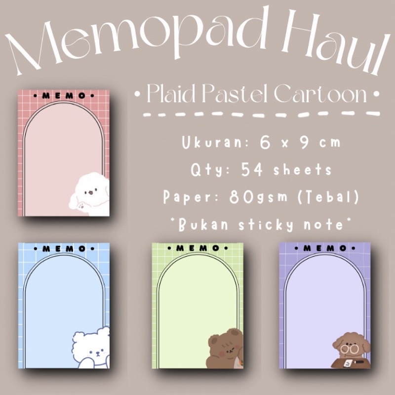 

[NEW]❤️ MEMOPAD Haul _ Plaid Pastel Cartoon / Memo Notes / Aesthetic MemoPad / Cute Notes / Cute Memopad