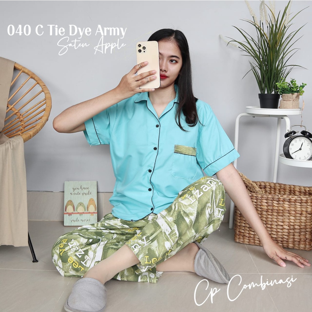 PIYAMA DEWASA CP  MOTIF   piyama wanita baju tidur-tie dye tosca