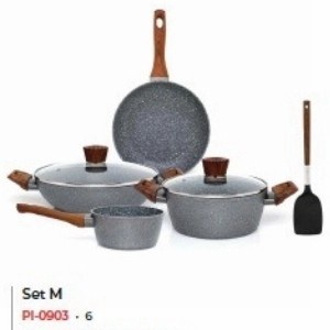 MONIESHOP - Marble Pan Set M / 4Pcs + Turner ~ Non Stick CYPRUZ PI~0903