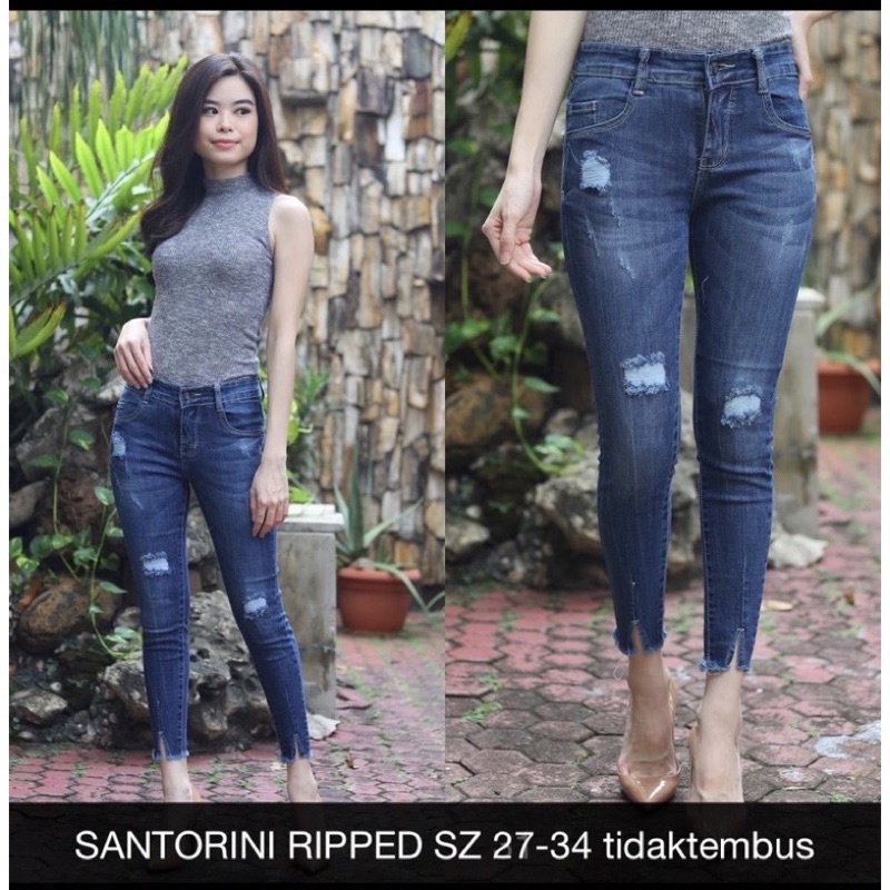 CELANA JEANS WANITA RIPPED // SANTORINI RIPPED JEANS